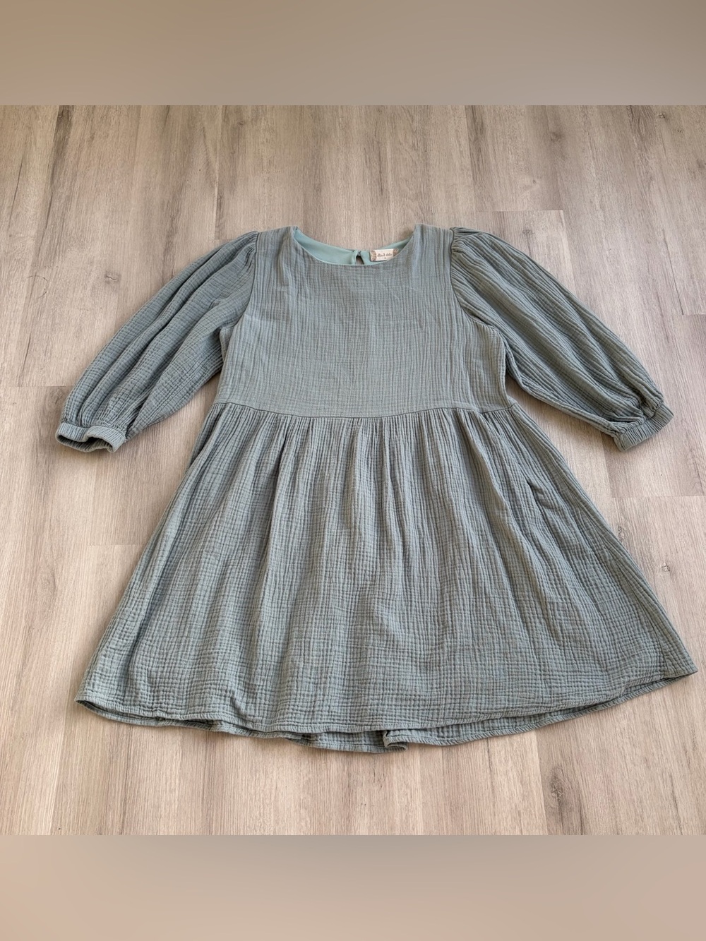 Altar'd State Blue Teal Cotton Gauze Puff-Sleeve Mini Dress Size XS